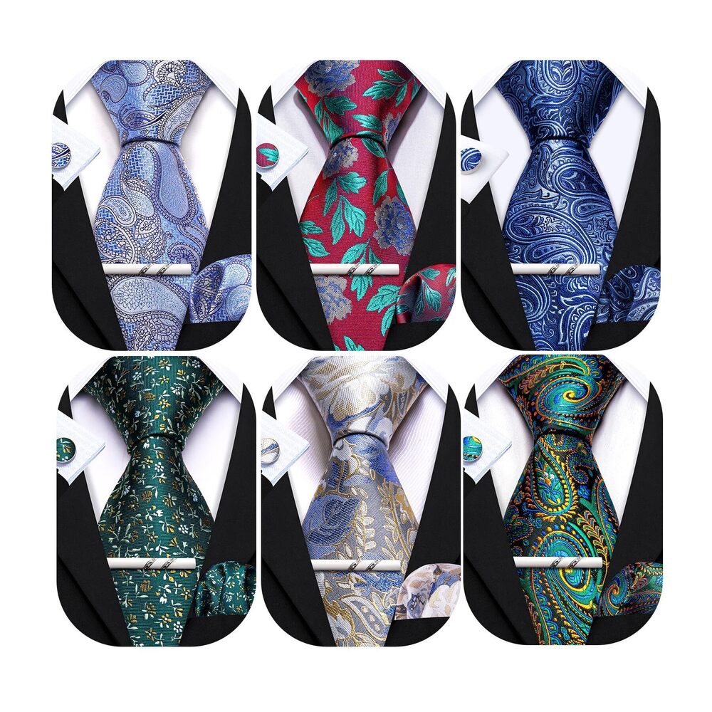 9356 6 PCS Ties Set Silk Business Fashion Woven Necktie Handkerchief